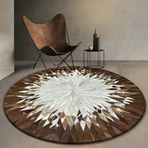 Round Carpet Splicing Buffalo Leather Living Room Nordic Modern American Light Lavish Tea Table Book Room Bedroom Bedside Swivel Chair Ground Mat
