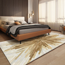 Light Extravaganza Superior Long Strip Cow Leather Carpet Bedroom Nordic Geometric Ins Wind Ground Mat Room Bed Front Bed Tailbed Side Blanket