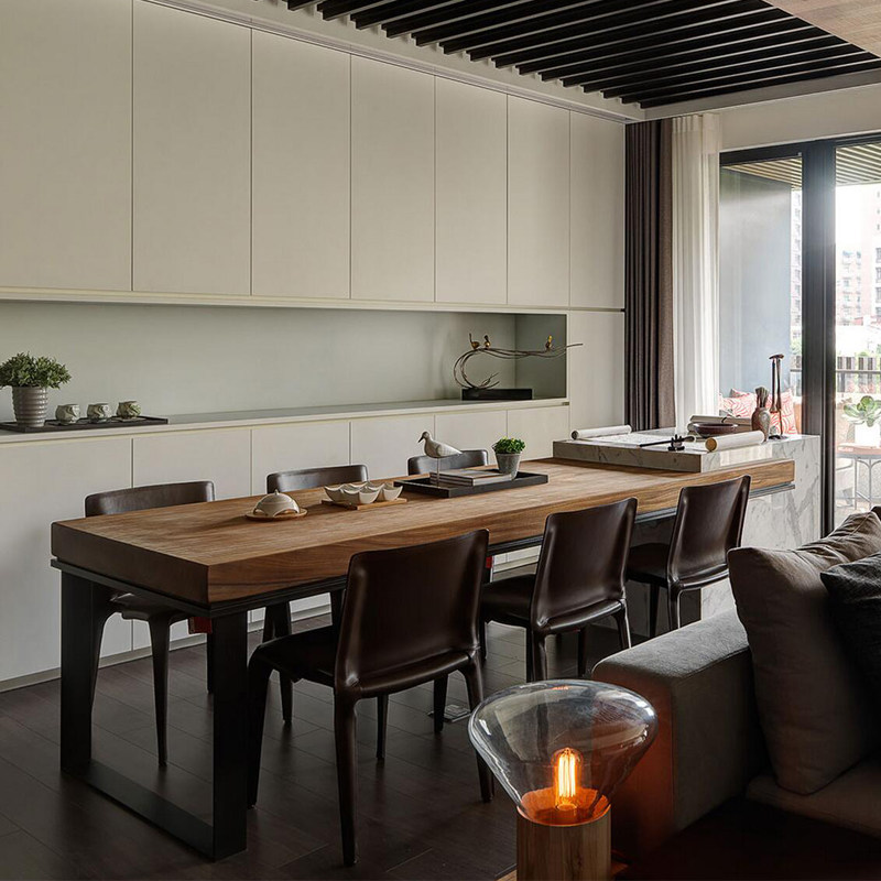 Solid wood dining table and chair combination small apartment simple modern log rectangular dining table dining table rectangular desk