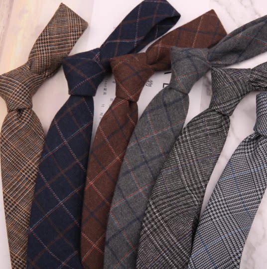 Retro plaid tie men's Peaky Blinders 6 cm tie Shelby Razor Party trendy narrow European and American style hand-made black