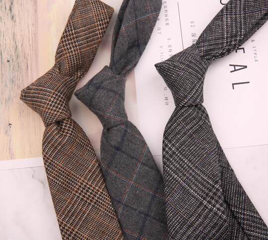 Retro plaid tie men's Peaky Blinders 6 cm tie Shelby Razor Party trendy narrow European and American style hand-made black