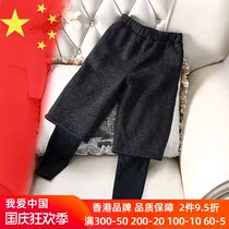 2021 autumn and winter clothes new girls leggings plus velvet thickened Korean version of large childrens trousers baby childrens pants tide