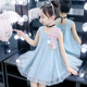 Girldress mùa xuân / mùa hè 2020 mùa hè 2020 mới của Hàn Quốc phiên bản của em bé không tay nhỏ hoa lưới váy.