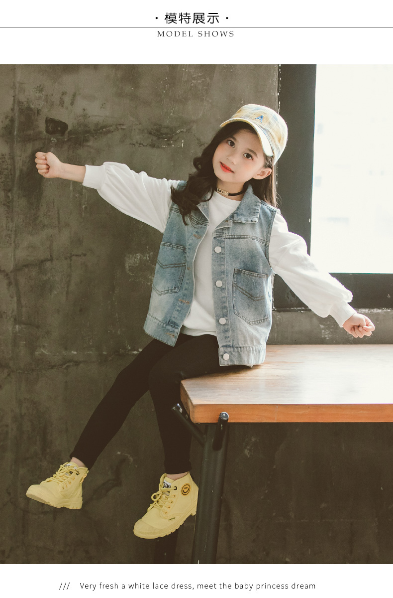 Cô gái cao bồi vest mỏng phần vest 2019 xuân hè mới mặc quần áo trẻ em nữ bé gái nước ngoài thủy triều - Áo ghi lê ao gile cho be so sinh