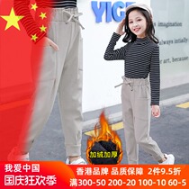 Girls woolen pants plus velvet padded leggings female baby casual pants 2021 New Autumn Winter children Korean version