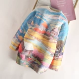 Детский длинный бархатный демисезонный двусторонний окрашенный базовый приятный телу свитер, средней длины, в западном стиле