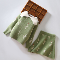 Girls sweater suit Skirt Water Mink Suede knitted undershirt Two sets of women Baby Ocean Gas 2021 New wave