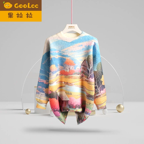 Детский длинный бархатный демисезонный двусторонний окрашенный базовый приятный телу свитер, средней длины, в западном стиле