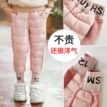 Girl Light Slim Down Pants Baby Long Pants 2021 New Autumn Dress Winter Children Outwear Cotton Pants Foreign Air Tide
