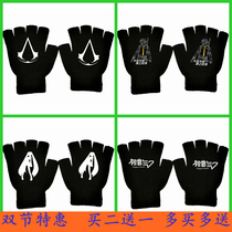 Early sound future miku assassin with chicken game secondary meta-cartoon Roaming Perimeter Gloves Half Finger Student Spot