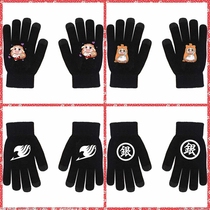 Small Buried Silver Soul Selfies Tail Action Cartoon Around The Perimeter Cartoon Quadratic Meta Total Finger Gloves Black Thickened Anti Slip