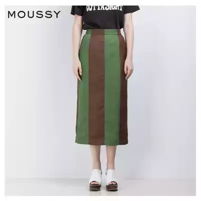 MOUSSY new product personality retro color matching mid-length skirt female 010BSS30-2760