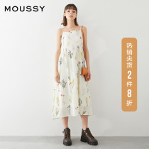 MOUSSY 2021 SPRING and summer new PASTORAL style printed HIGH WAIST HANGING suspender dress 010ESM30-1200