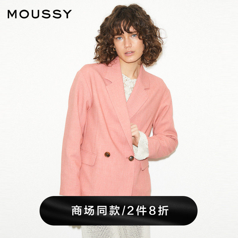 MOUSSY Early spring suit turns two-grain buttoned casual suit jacket woman 010ESW30-0960