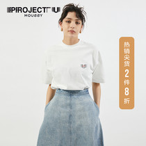 MOUSSY 2021 SPRING AND SUMMER NEW PROJECT U ROUND neck PERSONALIZED printing LOOSE T-shirt 010ESN90-1210