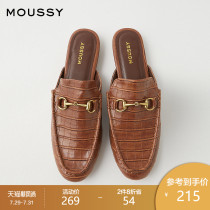 MOUSSY 2021 spring and autumn new vintage crocodile pattern PU LEATHER loafers sandals 010DSG52-2130