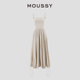 MOUSSY2024 ຜະລິດຕະພັນລະດູຮ້ອນໃຫມ່ຫວານແລະເຜັດແບບວັນພັກ suspender bud dress ສໍາລັບແມ່ຍິງ 028HS430-0100