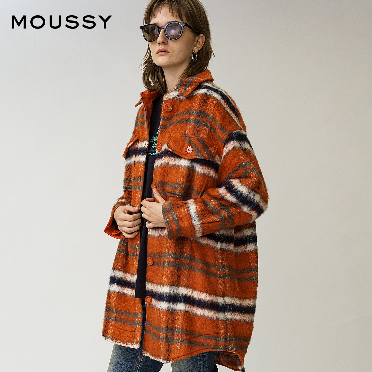 MOUSSY Spring and Autumn check shirt casual jacket coat 028DSG30-0070