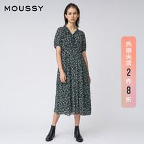 MOUSSY SPRING AND Autumn V-neck floral French vintage waist dress 010DAG30-5840