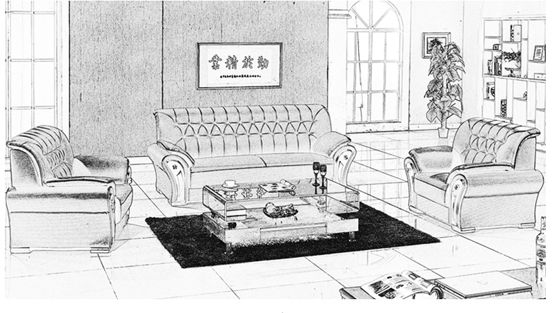 Bàn ghế sofa văn phòng kết hợp bàn ghế da tiếp tân doanh nhân da tối giản hiện đại da ba người nội thất văn phòng