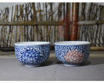 Blue and white porcelain cup hand-painted chan zhi lian pattern antique qing hua bei kung fu tea pu er bei blue-and-white master Cup