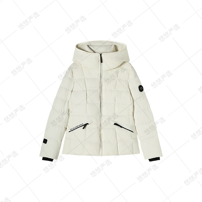 [Offline Brand Order] Slim-Fit Ribbed down Jacket with Hood and Sleeves, No Need to Wash ~ with Traceability Code