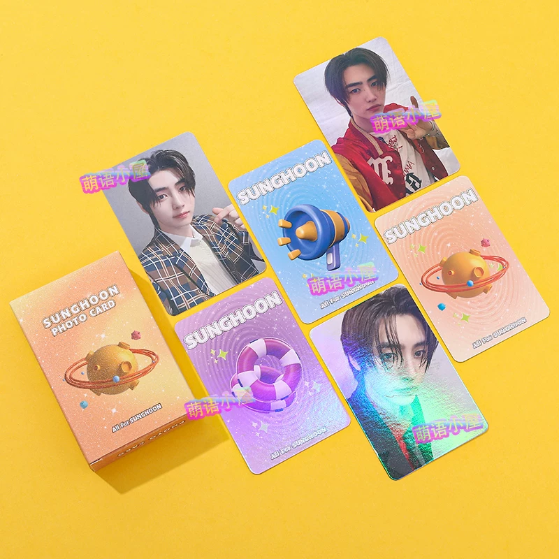Park Chengxun Laser Card Enhypen Little White Dog Album Small Card HD KPOP Star Surrounding Flash Card