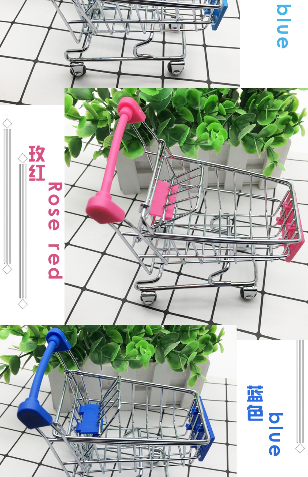 Sáng tạo mini đa chức năng siêu thị xe đẩy giỏ hàng mô hình đồ chơi trẻ em chơi nhà đạo cụ hình ảnh công chúa búp bê