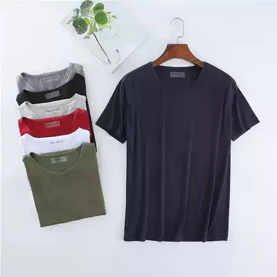 Summer men's short sleeves plus large size pajamas Modal and fat loose casual thin top wear home clothes for middle-aged and elderly