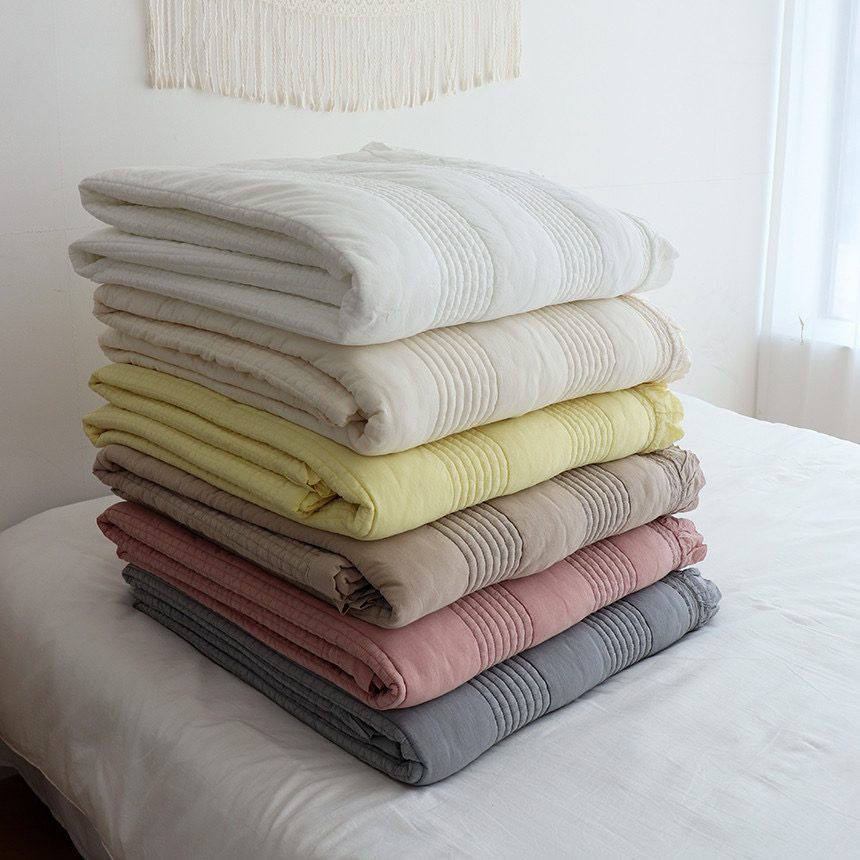 South Korean ins wind pure cotton quilts 60 natural dyed pure color wind air conditioners are covered with dual-use A28