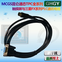 MCGS Kunlun on-state TPC7062TXTiKX1062H touch screen and Mitsubishi FX2N3UPLC232 communication line