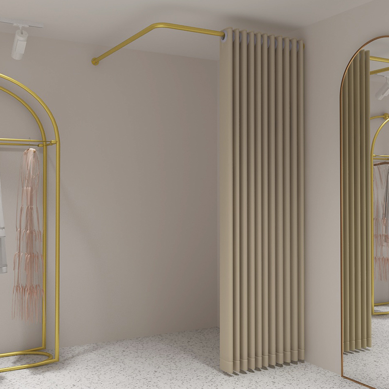 Clothing Store Fitting Room Simple Door Curtain Partition Curtain Dressing Room Square L-Shaped Support Frame Corner Curtain Rod