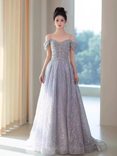 高级质感轻奢晚礼服2025新款气质重工主持人艺考比赛生日宴会长裙