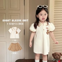 Enfants T-shirt short skirt shorts costume Polo shirt avec robe Summer new kindergarten Yangqi girl Two sets