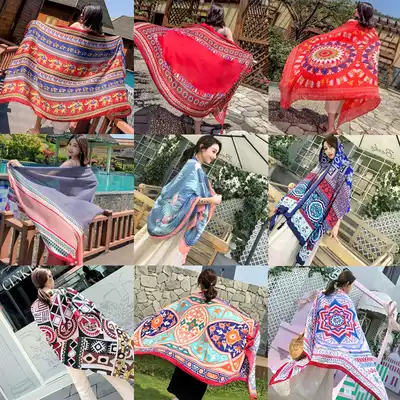 Outdoor sunscreen skirt gauze women's swimsuit shawl anti-UV beach holiday thin scarf summer seaside tour