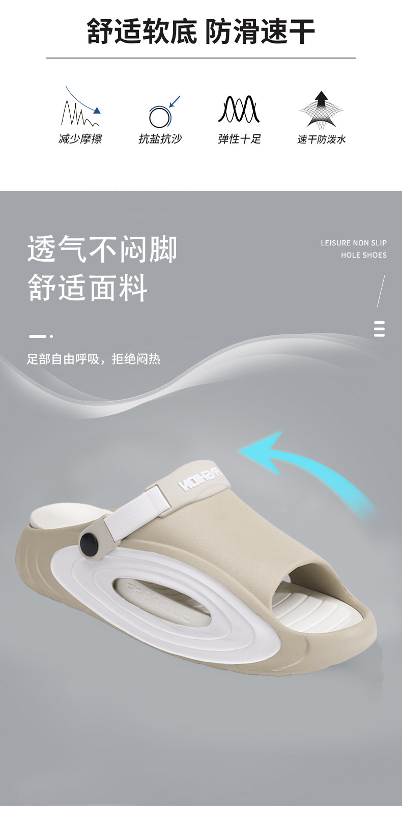 Отдых тапочки 拖鞋男夏季2025新款外穿踩屎感青少年网红超火防滑防臭运动凉拖鞋 See the sea