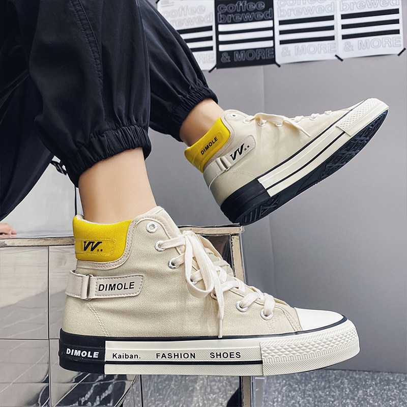 Canvas High Barrel Men's Shoes Summer Breathable 2022 New Trendboard Shoes Casual Men's Cloth Shoes 100 Hitch Shoes