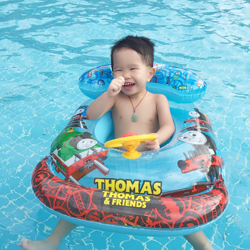 Infant thickened swimming circle direction disc sitting circle Children's swimming circle baby sitting on a cute inflatable water upper seat ring