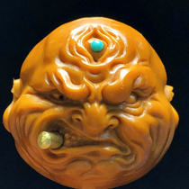 Suzhou pure handmade olive stone carving 2 3 inlaid evil monk cigar Buddha head single seed cultural toy accessories monkey head