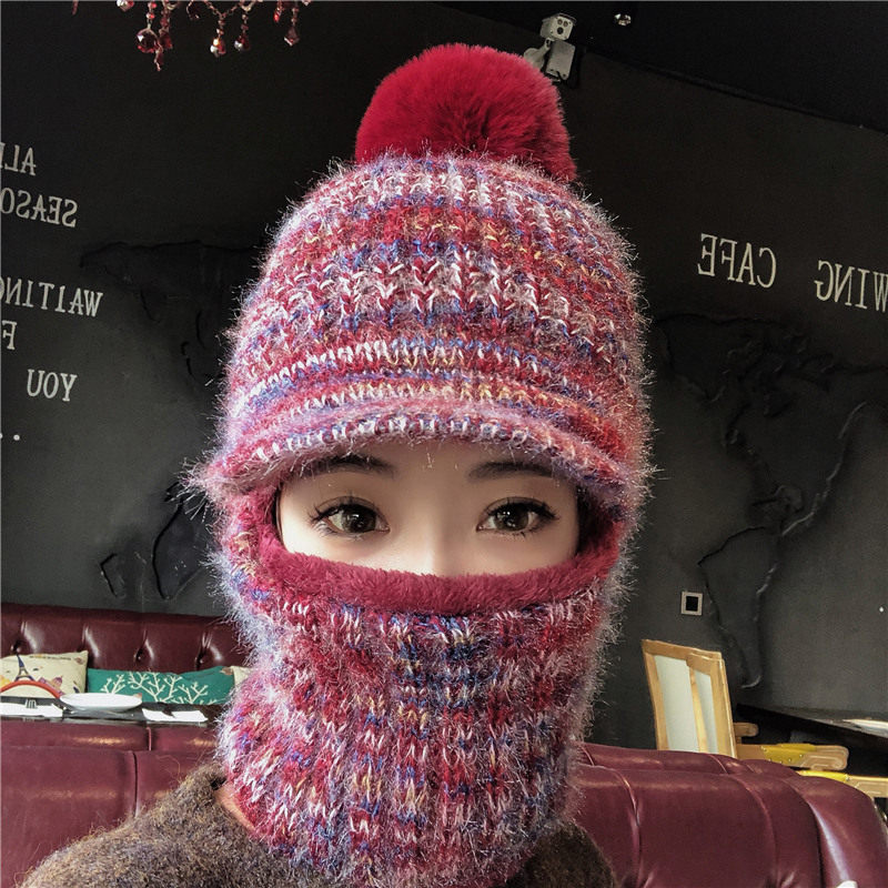 Winter plus thickening cold mask lady outdoor cycling electric car in the elderly connexion hat protection equipment