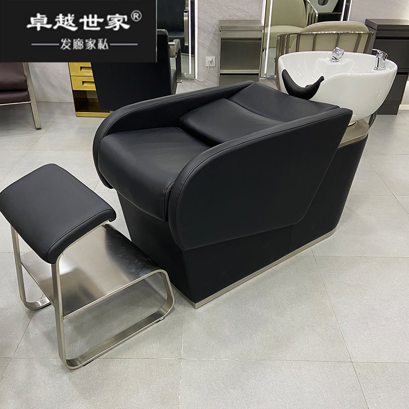 New high-end flush bed barber shop dedicated semi-lying high-end hairdresser hairdresser hairdresser washing bed ceramic basin