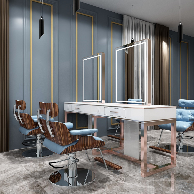 Net Red Hairdress-shop Mirror Desk Hair Salon Special Beauty Hair Shop Mirror Tai Mei Hair With Lamp Tide Cut Hair Mirror Haircut Upscale-Taobao