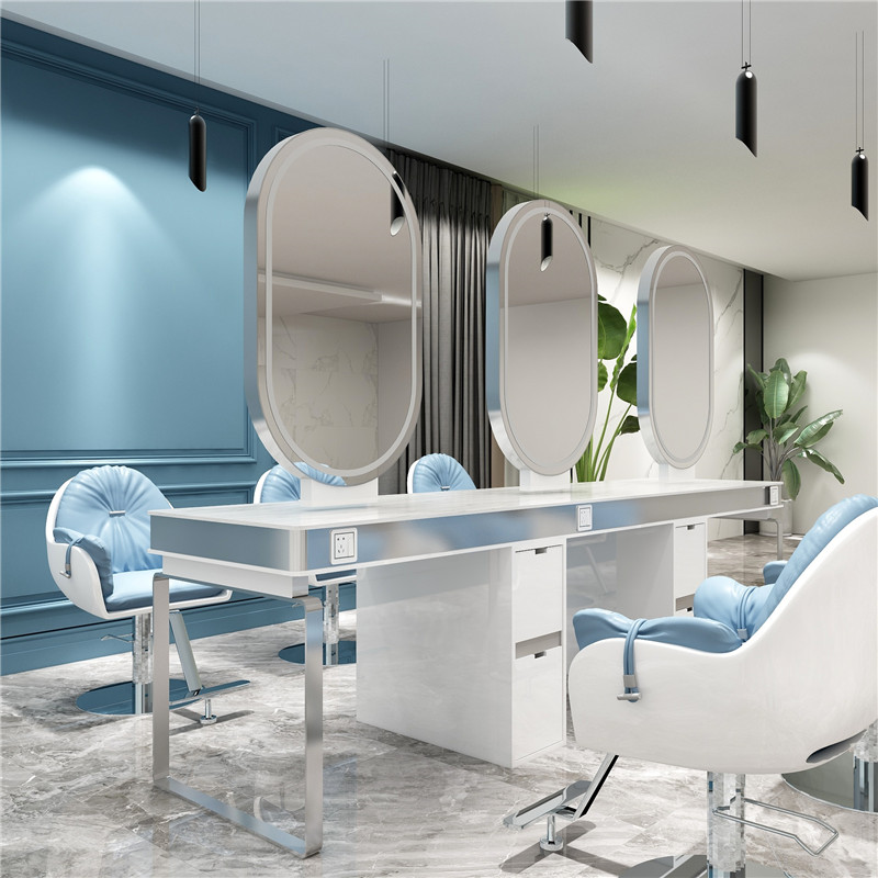 The new hairdressing shop mirror table hair salon special net red hair cut perm dyed hairdressing mirror hairdressing shop double-sided mirror cabinet one