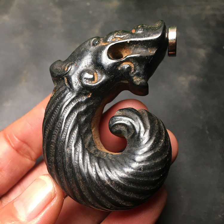 老玉古玉磁石红山文化玉猪龙陨石把件古董挂件古玩杂项厂家直销-淘宝