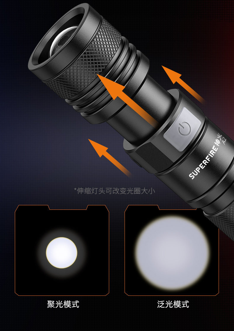 Шенхуо A12 увеличить супер свет фонарика Tube Led зарядка ultrabright Длинный выстрел небольшой портативный долго жизнь на открытом воздухе свет supfire / SureFire 