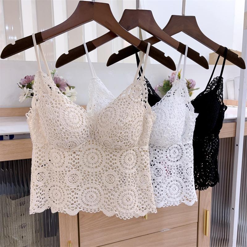 Gufei 3033 Luxury Cut Out Cotton Lace Beautiful Back Sling Women's Thin Fixed Cup Inner Vest Tube Top Intimates