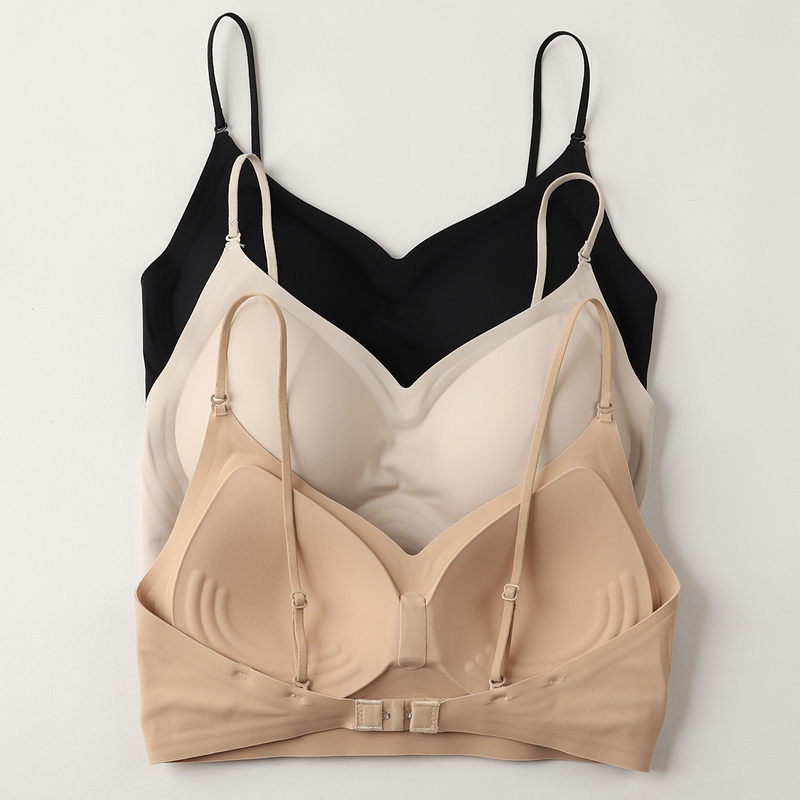 Seamless Invisible Spaghetti Strap Bandeau Bra for Women, Push-Up, Beautiful Back, Integrated Cup, Small Chest, Thick Chest Pad, One-Row Buckle Bra