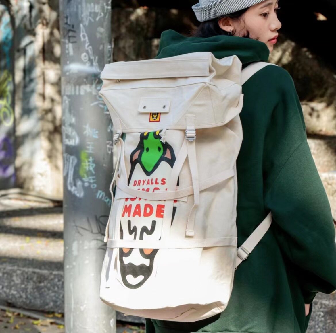 HumanMade21s duck schoolbag travel backpack day tide cute blue duck large capacity outdoor camping bag