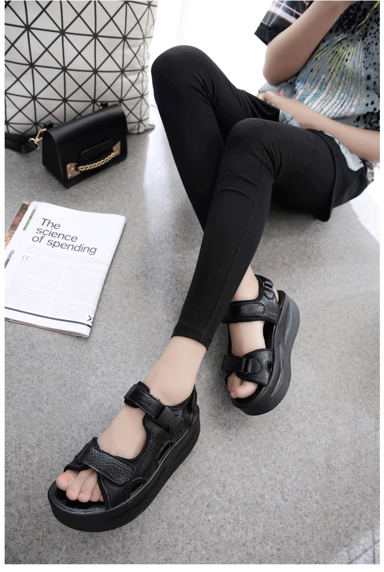 Mùa hè 2019 mới dép đế dày mới nêm nữ thể thao và giải trí Giày đế bệt La Mã phiên bản Hàn Quốc của bánh xốp giày nữ - Sandal giày sandal nữ đi học cấp 2