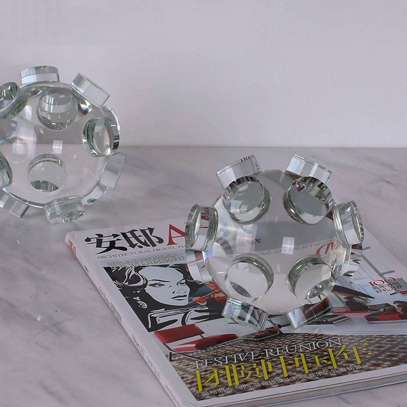 Modern light luxury geometric spherical art transparent crystal book by Nordic model room study office book file ornaments
